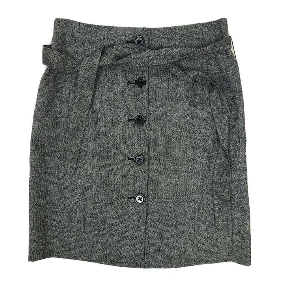 BANANA REPUBLIC Gray Button Front Belted Skirt 8 - Picture 1 of 5